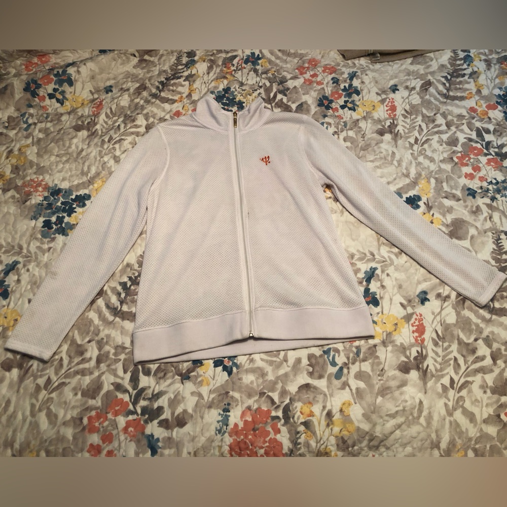 White Zip-Up Jacket with Logo